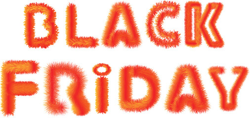 Black Friday fluffy orange 3d text for sales promotion Vector