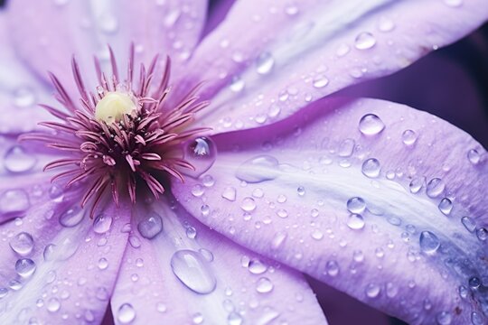 Water droplet on clematis flower backgrounds blossom.