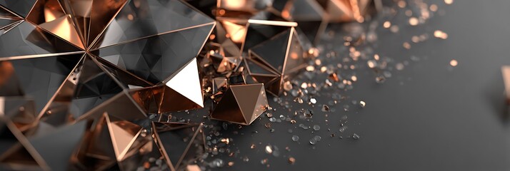 Slate and rose gold mobile gear arranged on triangular light pattern