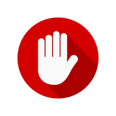Stop hand icon isolated on transparent background