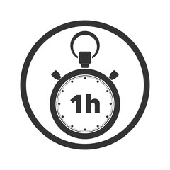 One hour stopwatch icon isolated on transparent background