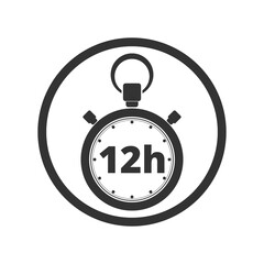 Stopwatch 12h icon isolated on transparent background