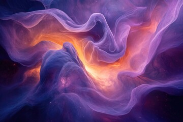 Obraz premium Vibrant abstract nebulae swirl in deep space, blending electric purples, blues, and fiery oranges into a magnificent cosmic spectacle.