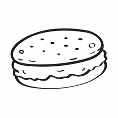 Cute cartoon Macaron line art outline drawing for coloring book