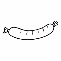 Cute cartoon sausage line art outline drawing for coloring book