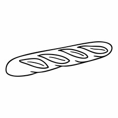Cute cartoon french bread line art outline drawing for coloring book