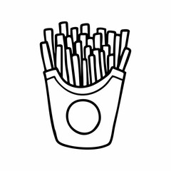 Cute cartoon french fries line art outline drawing for coloring book