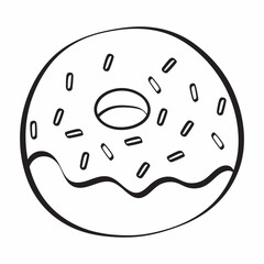 Cute cartoon donut line art outline drawing for coloring book