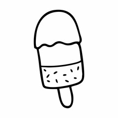 Cute cartoon ice cream stick line art outline drawing for coloring book