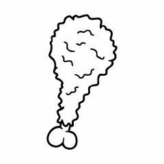 Cute cartoon Fried Chicken Drumsticks line art outline drawing for coloring book