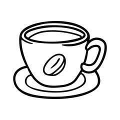 Cute cartoon tea line art outline drawing for coloring book