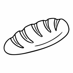 Cute cartoon french bread line art outline drawing for coloring book