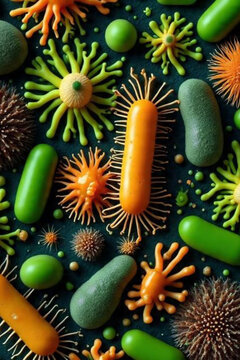 3d rendered illustration of a virus, bacteria, fungi, algi 