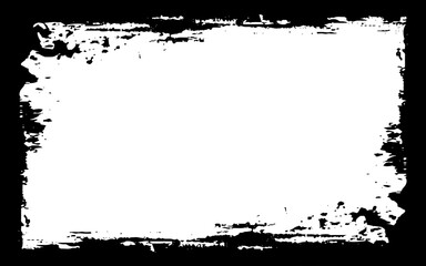 Thick, textured black brushstrokes form a simple rectangular border, framing a blank white space, ideal for adding text or images