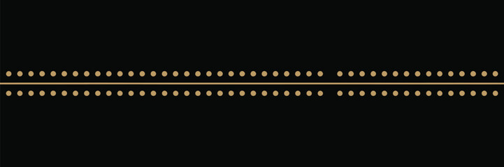 A minimalist image showing two rows of evenly spaced dots connected by a thin line on a black background