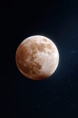 Fototapeta premium Detailed view of the full moon with visible craters in space