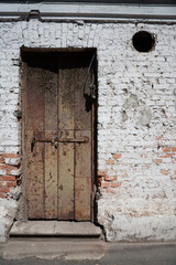 old wooden door in old building