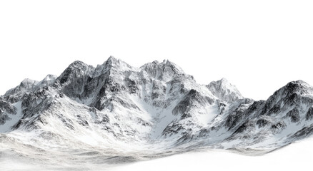 Snowy Mountain Range with Sharp Peaks and White Snow Cover in Bright Natural Light
