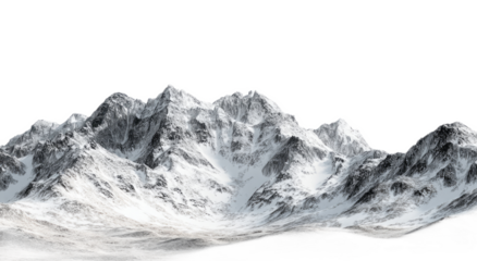 Snowy Mountain Range with Sharp Peaks and White Snow Cover in Bright Natural Light