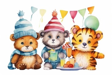 Obraz premium Tiger food party toy representation togetherness.