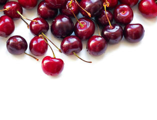 Pile of Cherry isolated on white background.