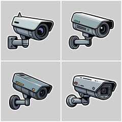 Security cameras set with transparent background Urban Tech culture 