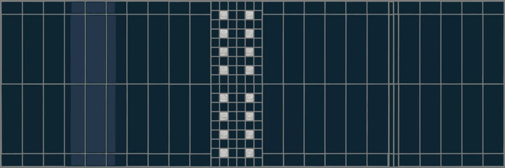 A close up view of a solar panel array with a central section of smaller square solar cells design