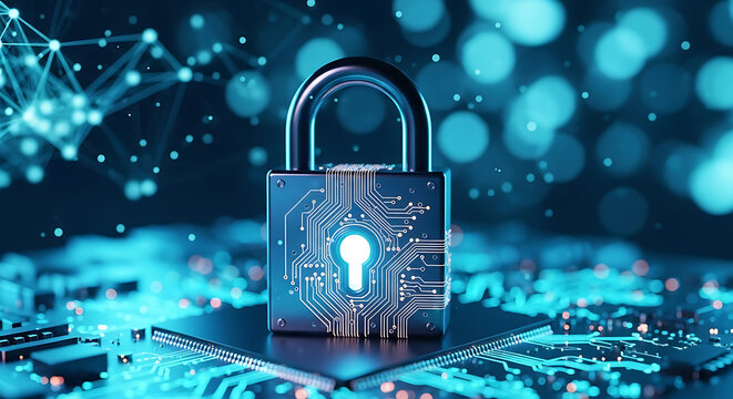 Digital padlock security lock protection cyber security data protection technology privacy access