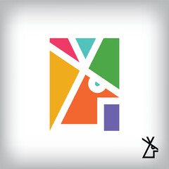 Abstract colorful rooster logo. unique design color transitions. simple poultry business logo template.