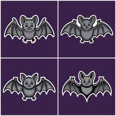 Four cartoon bats with transparent background Emo Culture