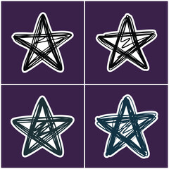 Hand drawn stars with white outline Emo Culture