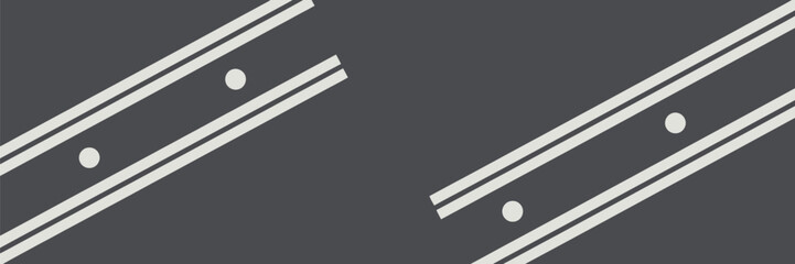 Two gray sections with white lines and circles diagonally on a gray background in a simple graphic style