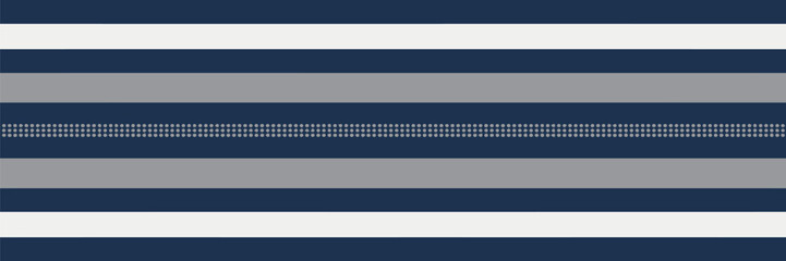 Horizontal abstract pattern with alternating white gray and blue stripes and central dotted line design