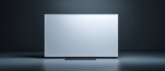 Minimalist white rectangular panel in dark room, soft light