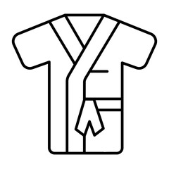 Bathrobe thin line icon, spa massage concept. Vector graphics. Shower clothes, bath time sign on white background, style icon mobile or web design.