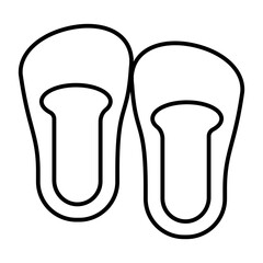 Warm slippers thin line icon, spa salon concept. Vector graphics. Slippers pair for foot skin hygiene, footwear sign on white background, style icon mobile or web design.