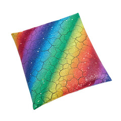 Sparkling Rainbow Textured Pillow with Cracked Surface Design and Colorful Gradient