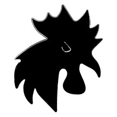 rooster icon, brush strokes, vector illustration on white background.
