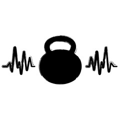 pulse icon, brush strokes, vector illustration on white background.