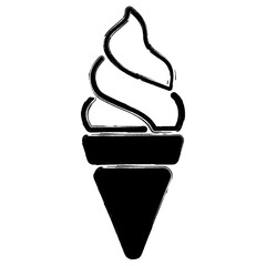 ice cream icon, brush strokes, vector illustration on white background.