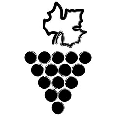 grape icon, brush strokes, vector illustration on white background.