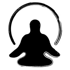 meditation icon, brush strokes, vector illustration on white background.