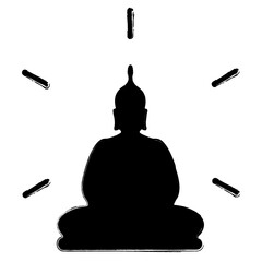 meditation icon, brush strokes, vector illustration on white background.