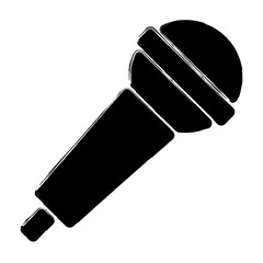 microphone icon, brush strokes, vector illustration on white background.