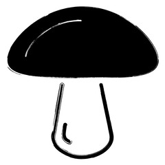 mushroom icon, brush strokes, vector illustration on white background.