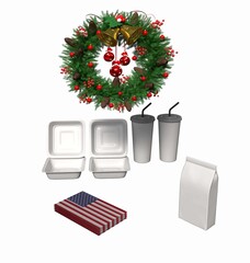 3D Illustration US Christmas Hamburger Menu