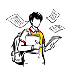 Student holding documents and preparing for College Admissions  