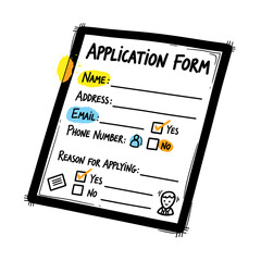 Application form closeup for College Admissions with filled details  