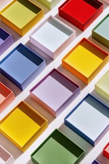 Colorful Square Boxes - Abstract Geometric Pattern with Vibrant Hues and Playful Shadows.
