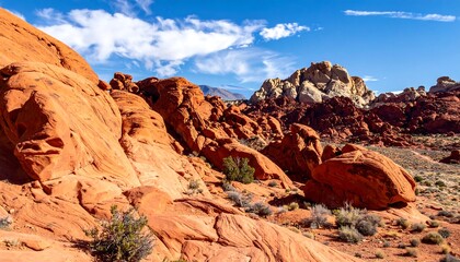 Fototapeta premium Valley of Fire State Park - Red Rock Formations and Desert Landscape.